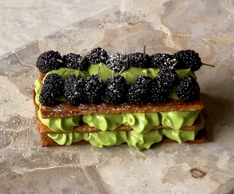 Matcha Mille-Feuille (Layered Puff Pastry with Matcha Cream filling)