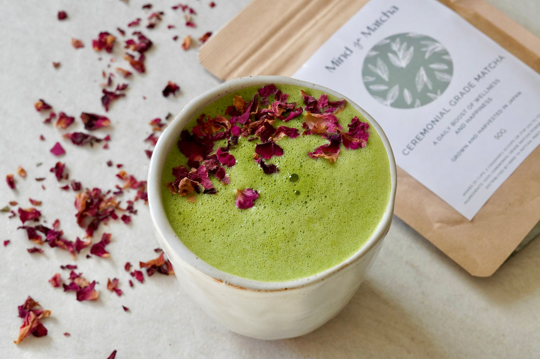 Matcha rose latte