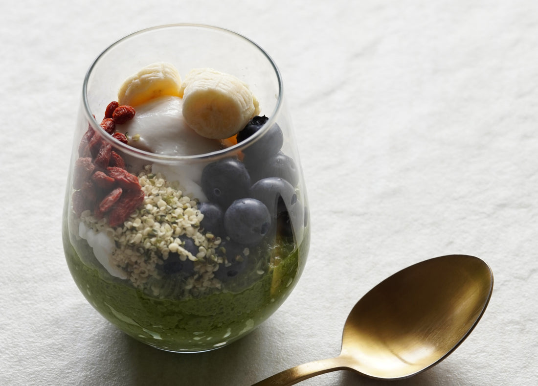 vegan matcha green tea coconut chia pudding 