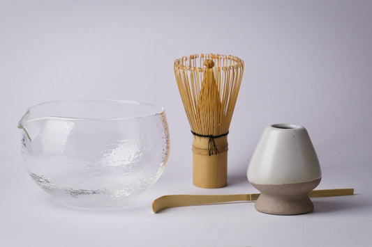 Essential Tea Set 4 Piece: Bamboo whisk, Bamboo scoop, Whisk holder and Matcha bowl