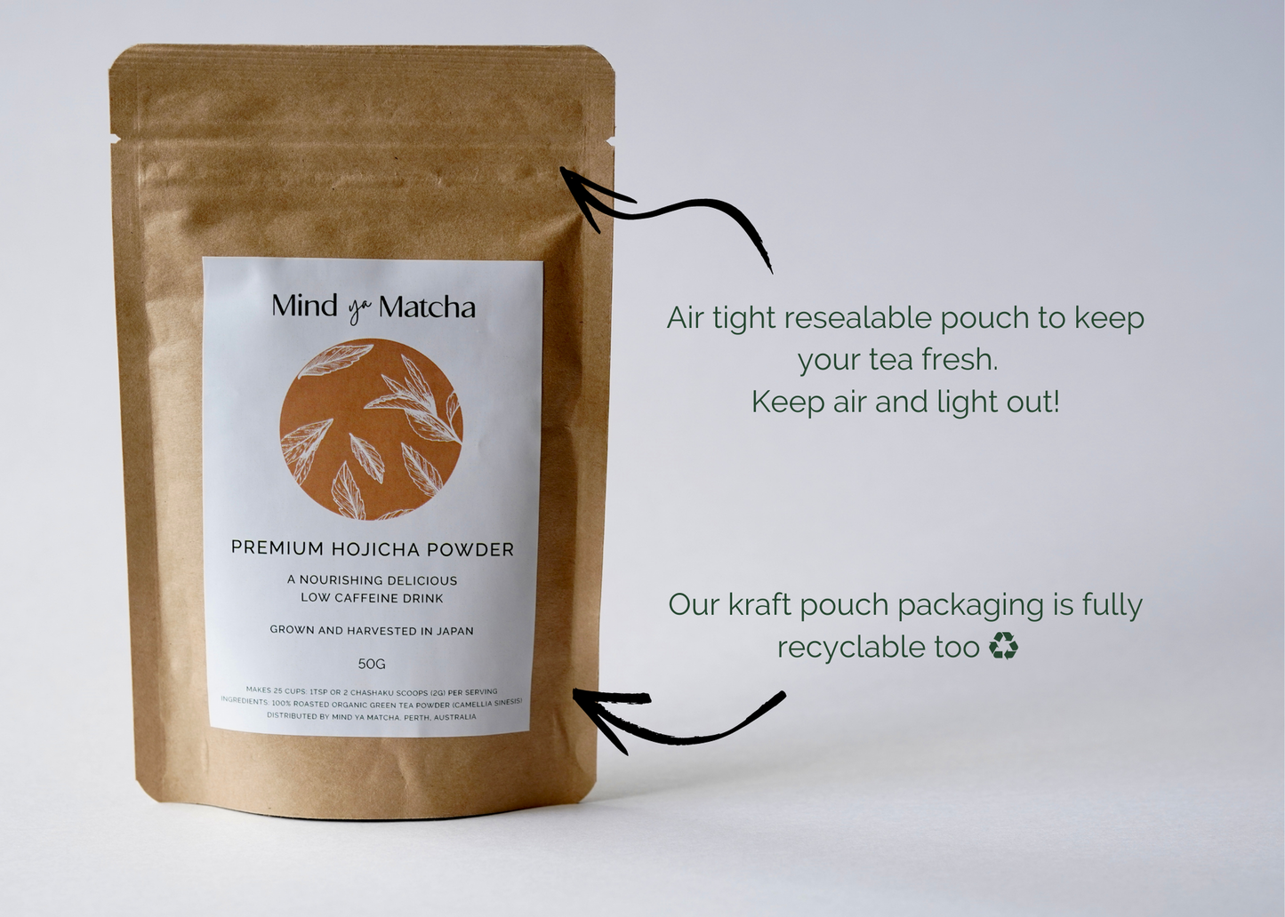 Hojicha Powder 50g - Premium Roasted Green Tea Powder