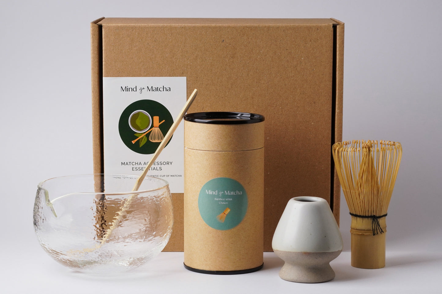 Essential Tea Set 4 Piece: Bamboo whisk, Bamboo scoop, Whisk holder and Matcha bowl